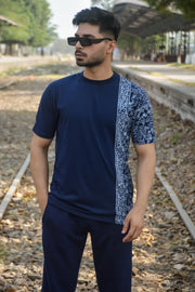 "Indigo Bloom"روایت کی خوشبو"– Block Print T-Shirt (250 GSM)
