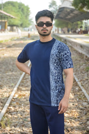 "Indigo Bloom"روایت کی خوشبو"– Block Print T-Shirt (250 GSM)