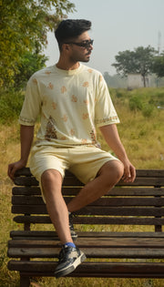 "Heritage Bloom"گلابِ ورثہ"– Block Print T-Shirt (250 GSM)